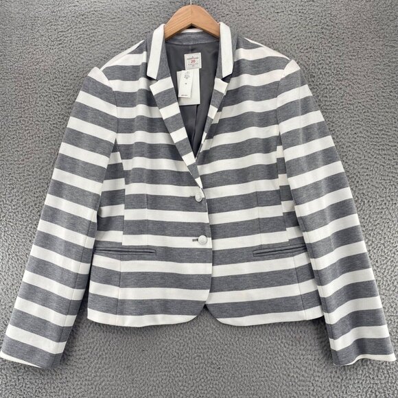 Gap Jacket Womens 20 Plus Academy Blazer Gray Striped Knit Button Up Office NWT - Picture 1 of 10